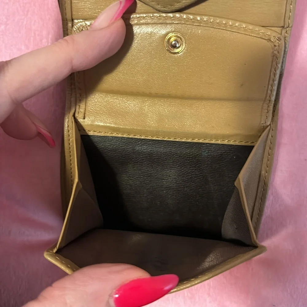Christin Dior Tan Compact Wallet with wallet snap